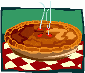 Graphic of a pie with steam rising from it.